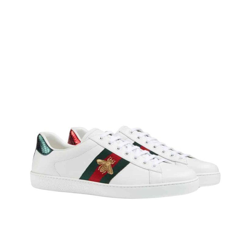 GUCCI ACE EMBROIDERED SNEAKER BEE WHITE 429446 02JP0 9064