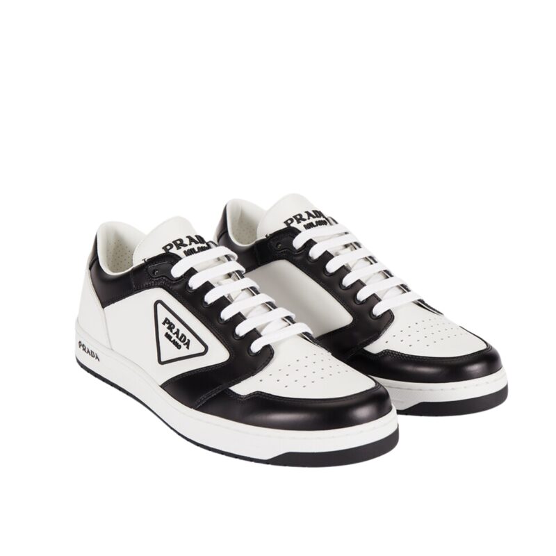 PRADA DISTRICT LEATHER SNEAKER BLACK WHITE 1E790M 3LJ6 F0964 F 030