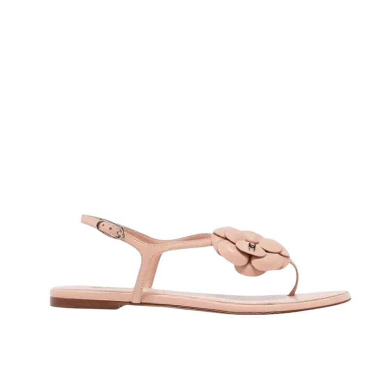 CHANEL JELLY RUBBER CAMELLIA SANDALS PINK