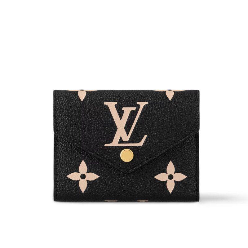LOUIS VUITTON VICTORINE WALLET BLACK AND BEIGE 12CM M80968