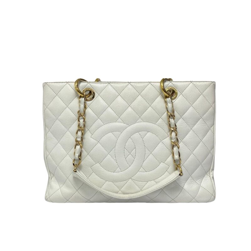 CHANEL BOLSA GRAND TOTE GOLD HARDWARE WHITE 33CM