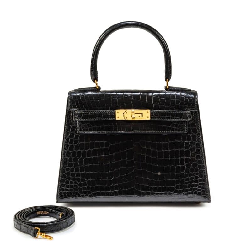 HERMES MINI KELLY K20 GOLD TONED HARDWARE BLACK 20CM