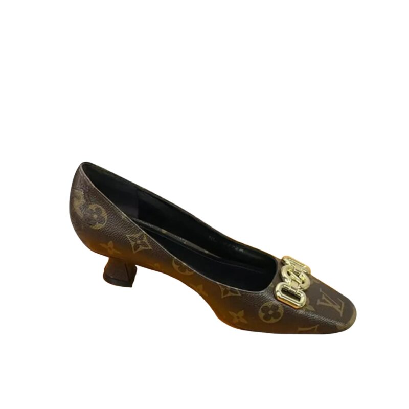 LOUIS VUITTON LV SQUARE TOE FLAT MONOGRAM BROWN PUMP