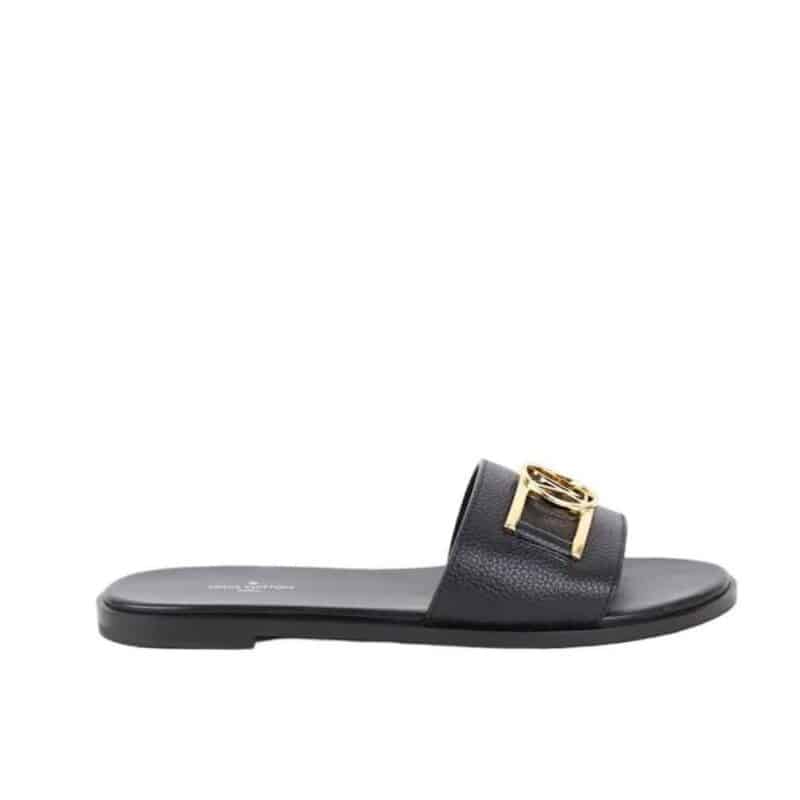 LOUIS VUITTON LOCK IT FLAT MULE BLACK