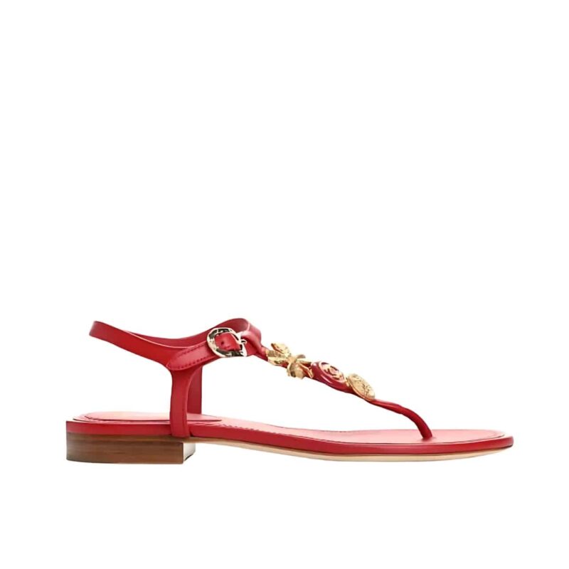 CHANEL CAMELLIA THONGS SANDALS WITH GOLD LEAF CLOVER WINE RED