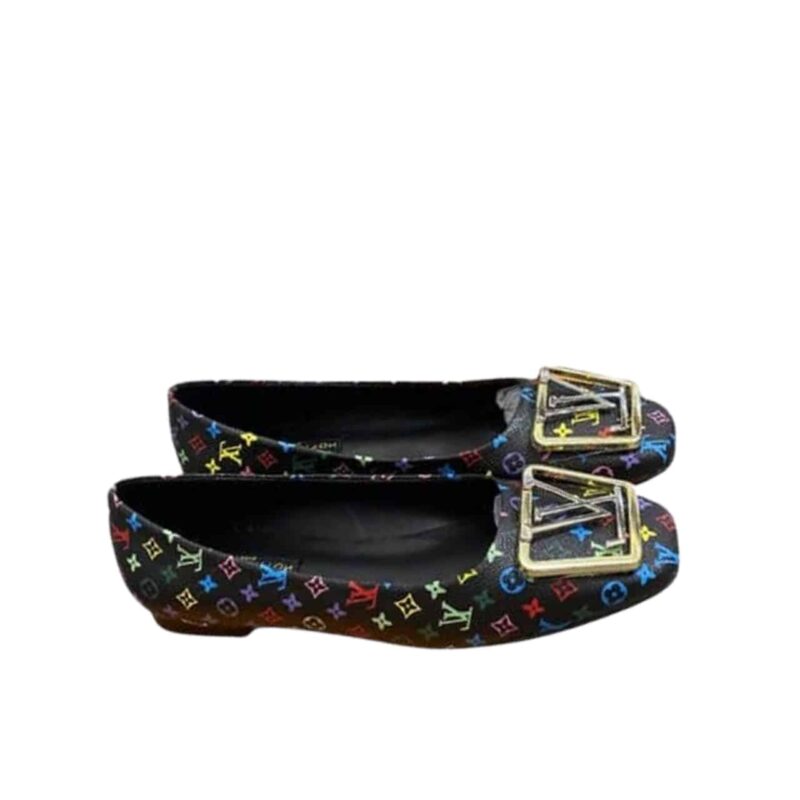 LOUIS VUITTON SIGNATURE LOGO LV MONOGRAM BLACK BALLERINA