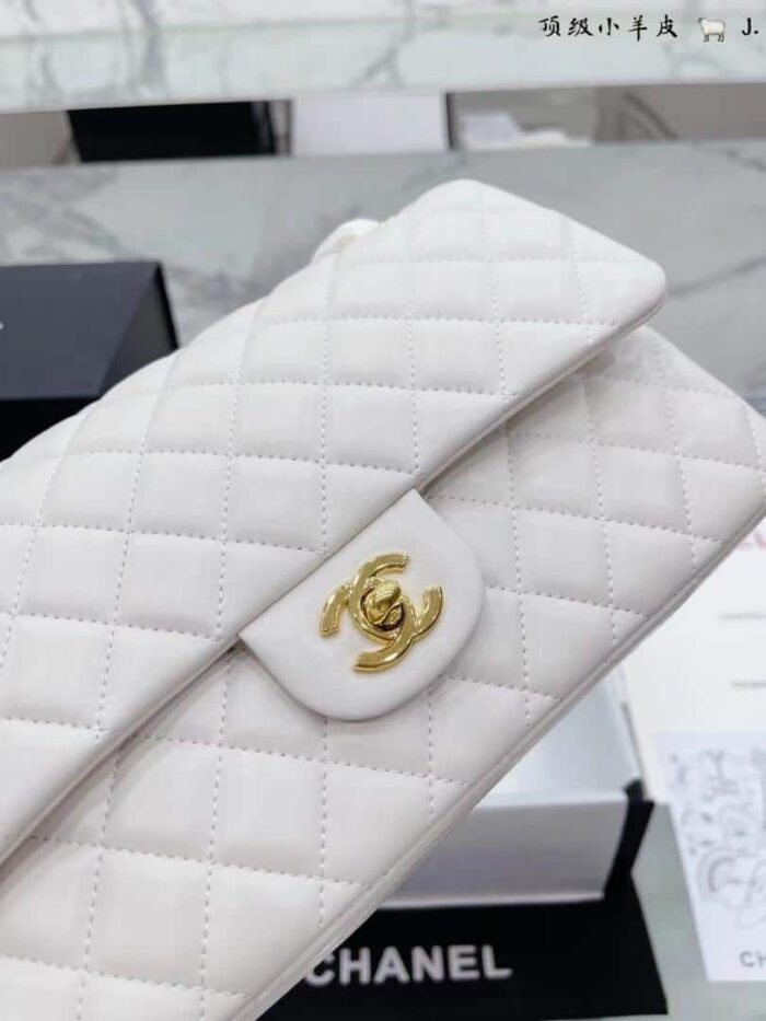 Alternative view of CHANEL CLASSIC MINI FLAP GOLD HARDWARE WHITE 25CM