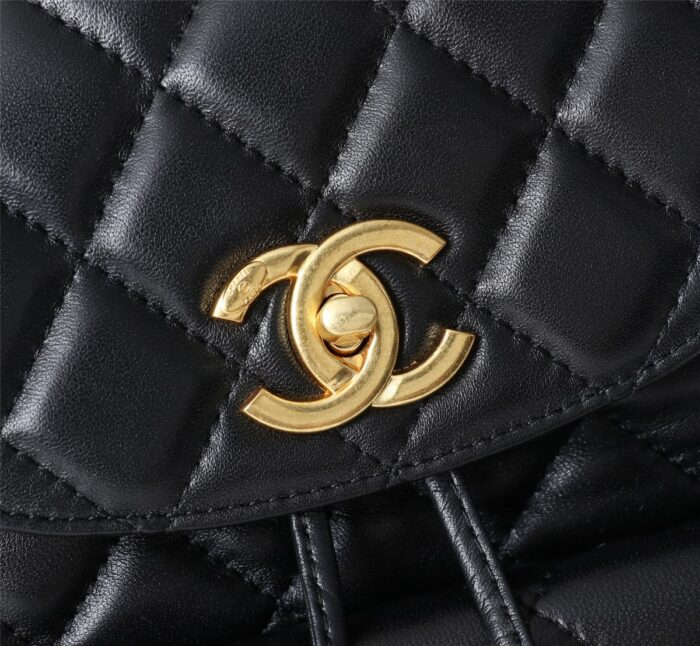 Alternative view of CHANEL WOMEN BLACK LEATHER QUILTED BACKPACK 24CM