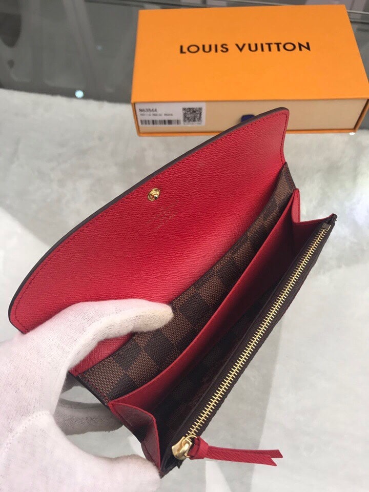 Louis Vuitton Damier Ebène Emilie Wallet Red - Image 3