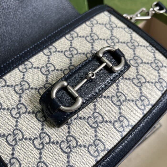Alternative view of Gucci Horsebit 1955 Small Shoulder Bag GG Supreme Canvas Navy Blue 20cm 658574 96IWN 4076