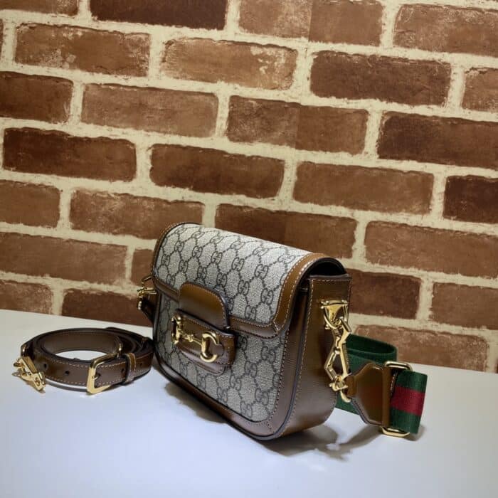 Alternative view of GUCCI HORSEBIT 1955 SMALL SHOULDER BAG GG SUPREME CANVAS BEIGE BROWN 20CM 658574 HUHHG 8565