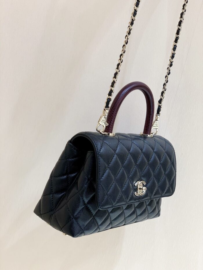 Alternative view of CHANEL MEDIUM COCO HANDLE BAG GOLD HARDWARE BLACK 23CM