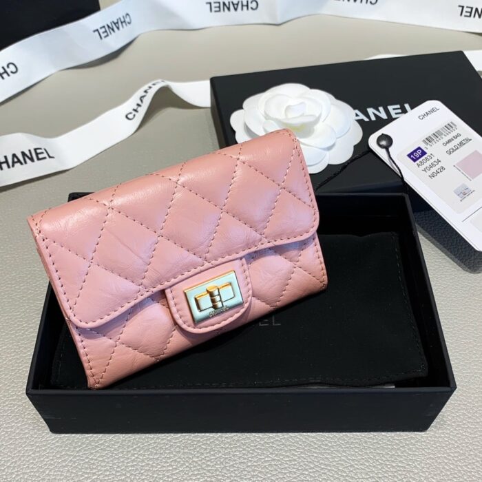 Alternative view of CHANEL 2.55 FLAP CARD HOLDER LIGHT PINK WALLET