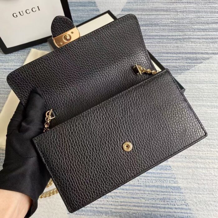 Alternative view of GUCCI PEBBLED BLACK LEATHER INTERLOCKING G WALLET ON CHAIN CLUTCH BAG 20CM