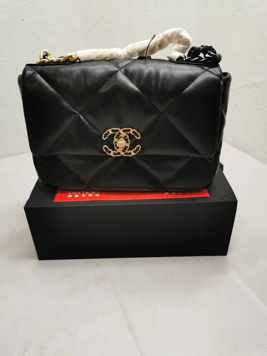 Alternative view of CHANEL 19 FLAP BAG SHINY GOLD AND SILVER TONE BLACK 26CM AS1160 B04852 94305