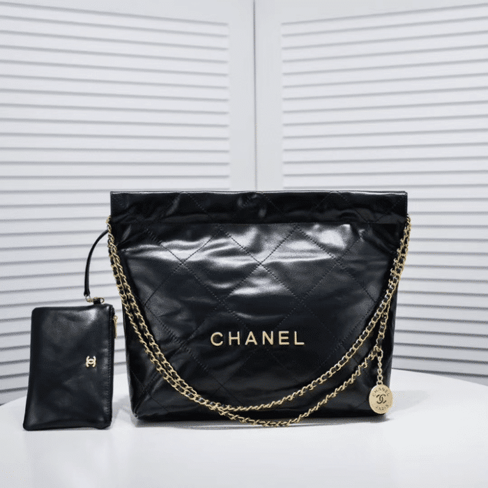 Alternative view of CHANEL 22 HANDBAG SHINY AND GOLD TONE METAL BLACK 42CM AS3261 B19059 94305