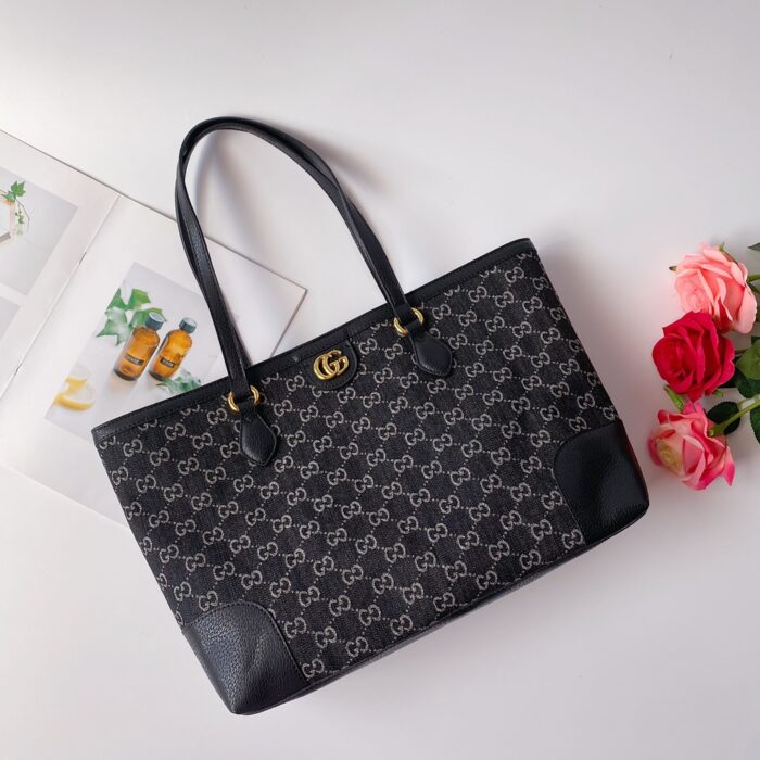 Alternative view of GUCCI OPHIDIA MEDIUM TOTE BAG IN GG DENIM BLACK 38CM 631685 UN3BG 1274