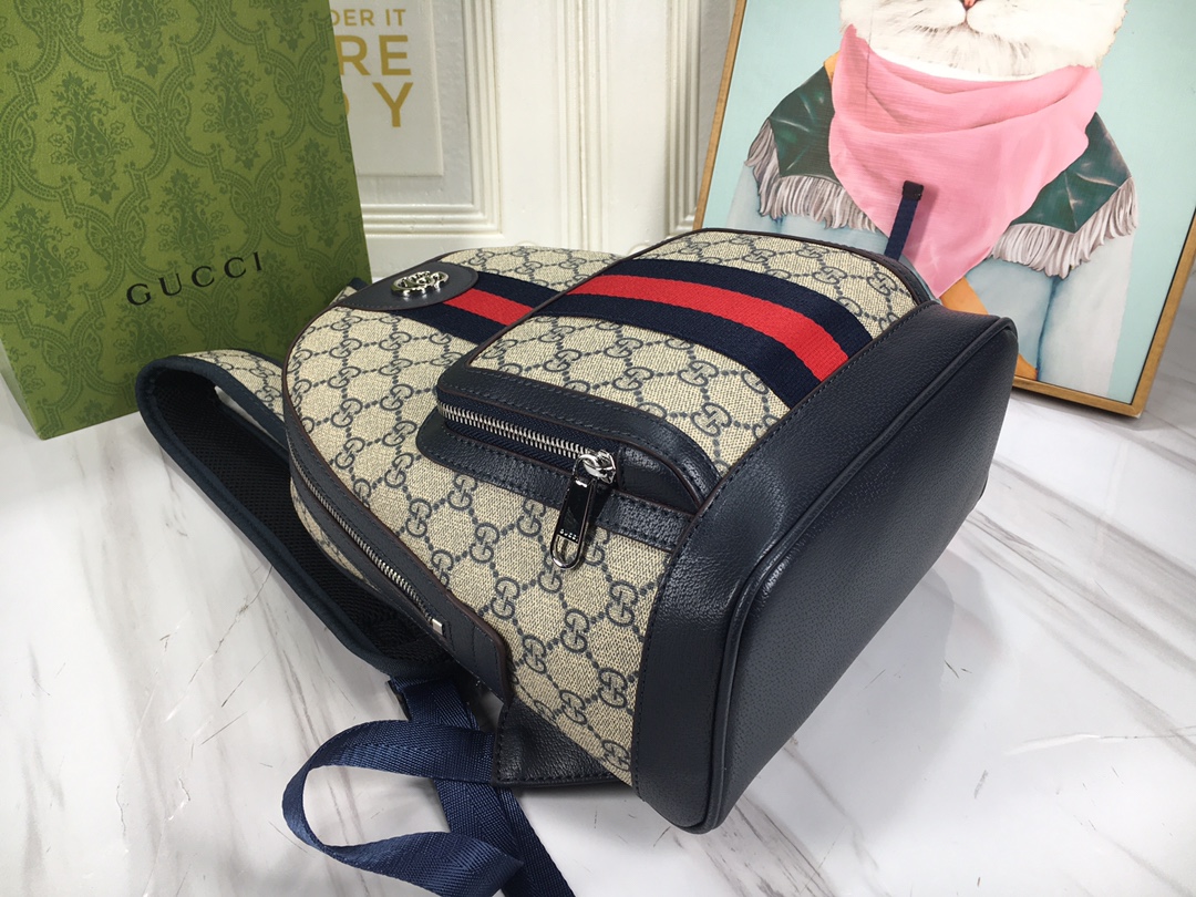 GUCCI OPHIDIA GG SMALL BACKPACK BLUE 29CM 547965 9U8BN 4077 - Image 3