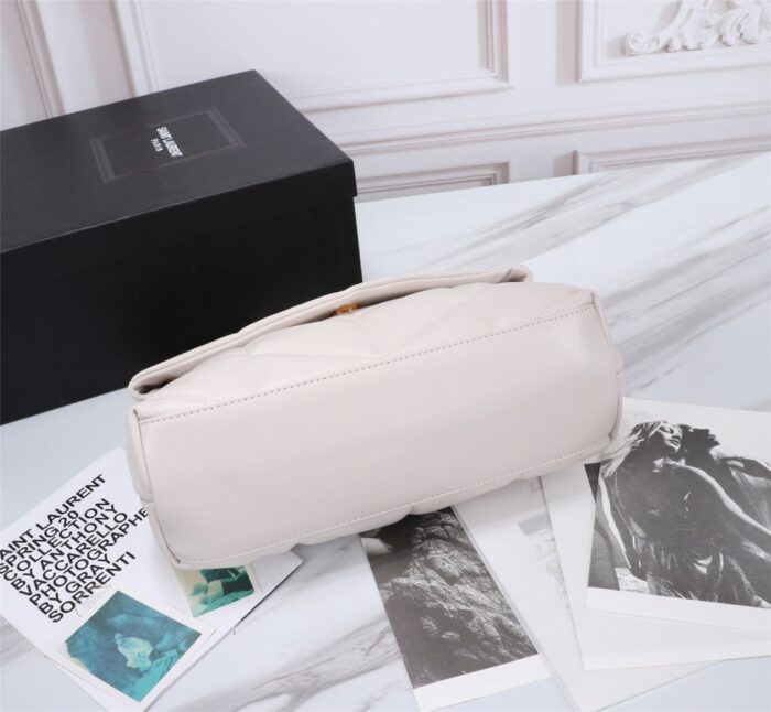 Alternative view of SAINT LAURENT PUFFER SMALL CHAIN BAG IN QUILTED WHITE GOLD 29CM 5774761EL079207