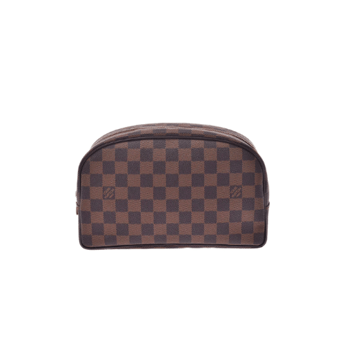 LOUIS VUITTON TOILETRY COSMETIC BAG BROWN CANVAS 28CM  N47624