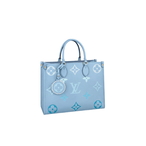 LOUIS VUITTON ON THE GO MM MONOGRAM EMPREINTE LEATHER LIGHT BLUE M45718