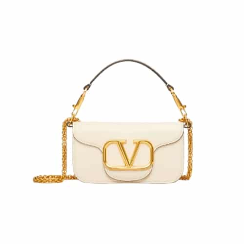 VALENTINO LOCÒ SMALL SHOULDER BAG IN CALFSKIN WHITE 1W2B0K53ZXLI16
