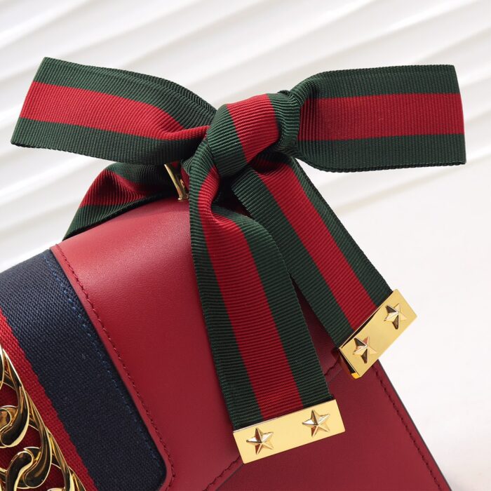Alternative view of GUCCI SYLVIE LEATHER MINI CHAIN BAG RED 25.5CM