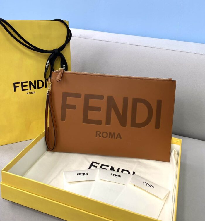 Alternative view of FENDI POUCH PIATTA LARGE BROWN 8N0178AC9LF0QVK
