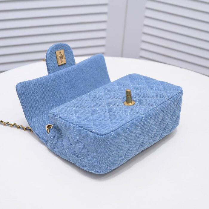 Alternative view of CHANEL MINI FLAP HANDLE DENIM BLUE 20CM