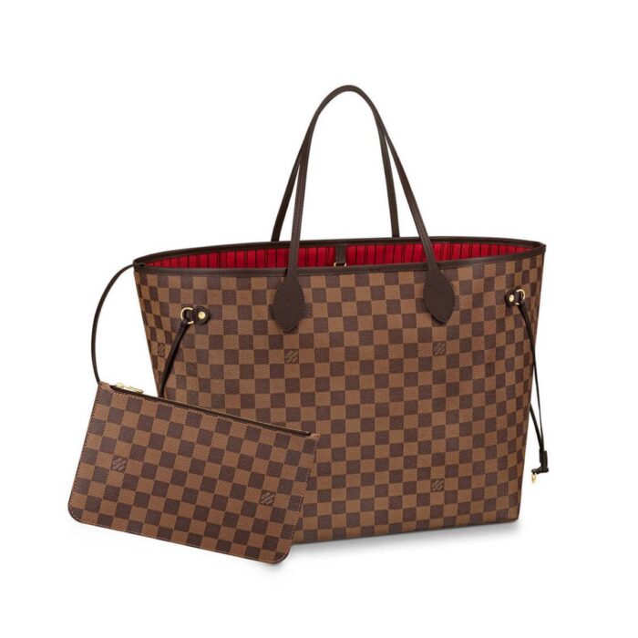 LOUIS VUITTON NEVERFULL GM DAMIER EBENE CERISE RED 39CM N40597