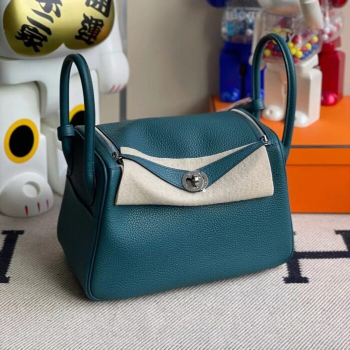 Alternative view of HERMES LINDY CLEMENCE W0 VERT BOSPHORE SILVER HARDWARE 26CM