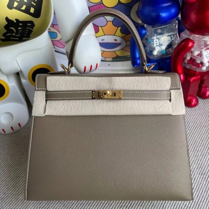 Alternative view of HERMES KELLY EPSOM CK18 ETOUPE GOLD HARDWARE 25CM