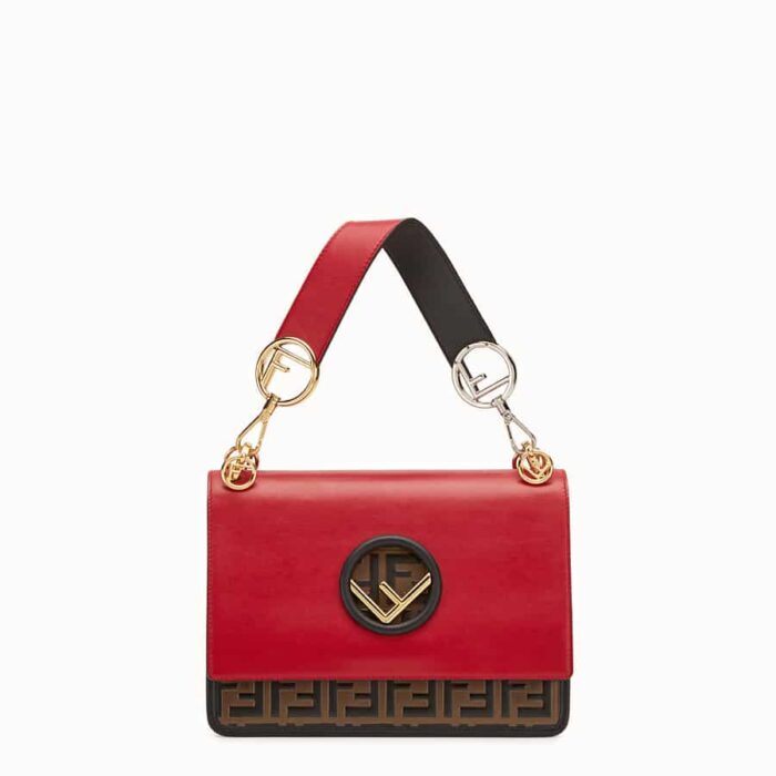 FENDI KAN I F LOGO RED BAG 25CM