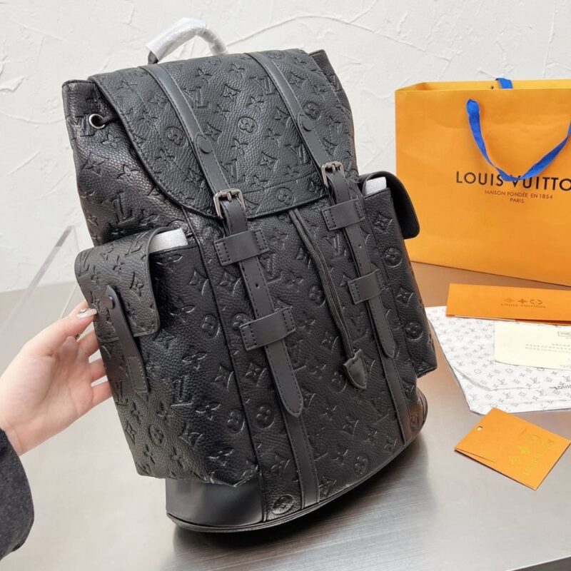 Alternative view of LOUIS VUITTON CHRISTOPHER MM BACKPACK MONOGRAM TAURILLON LEATHER BLACK 45CM M55699