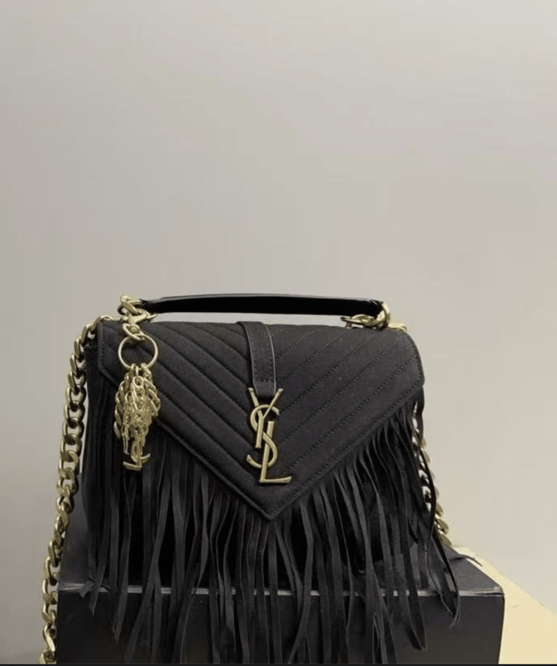 Alternative view of SAINT LAURENT COLLEGE MEDIUM SUEDE SHOULDER BAG BLACK 24CM