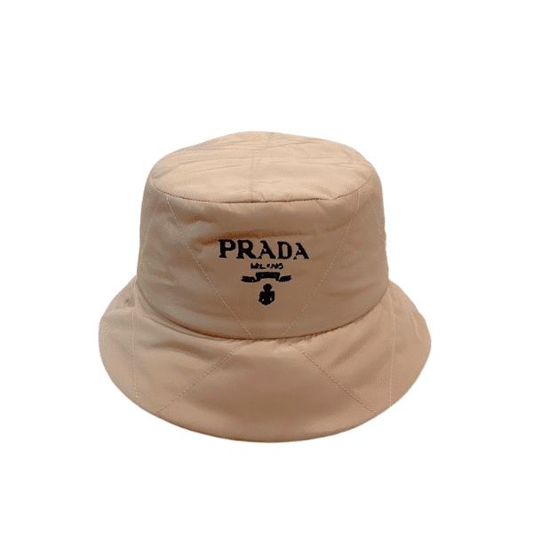 PRADA PADDED RENYLON BUCKET HAT BEIGE