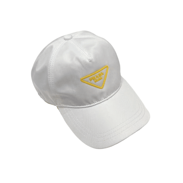PRADA YELLOW LOGO BASEBALL CAP WHITE