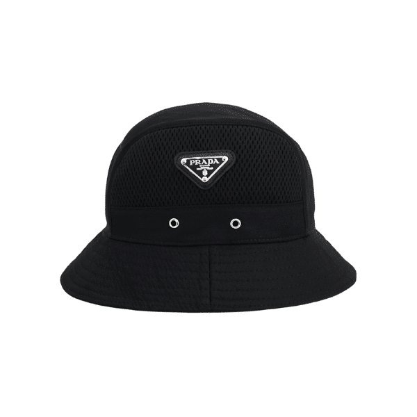 PRADA MESH PANEL BUCKET HAT BLACK