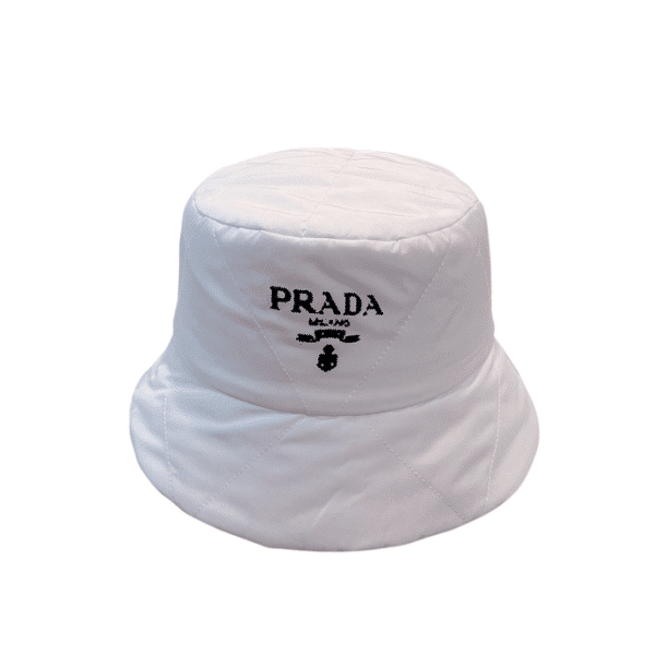 PRADA PADDED RENYLON BUCKET HAT WHITE