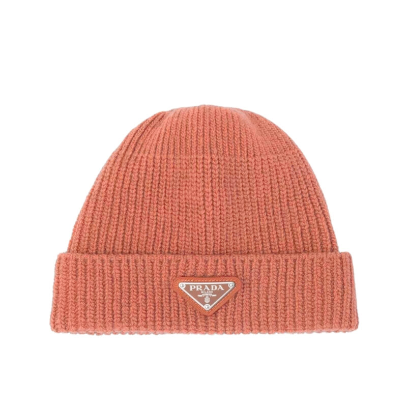 PRADA WOOL AND CASHMERE BEANIE SLIVER PINK