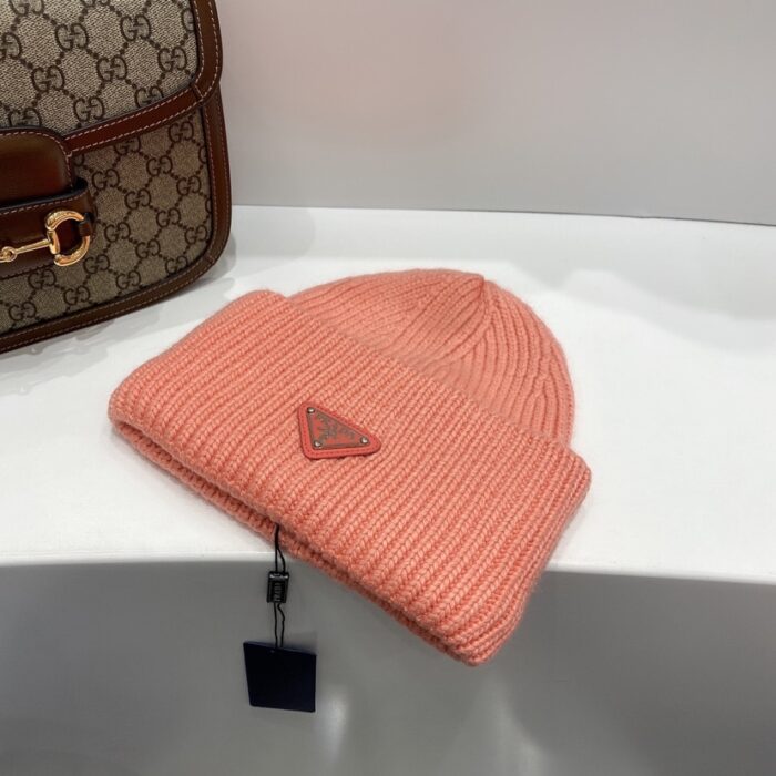 Alternative view of PRADA WOOL AND CASHMERE BEANIE SLIVER PINK
