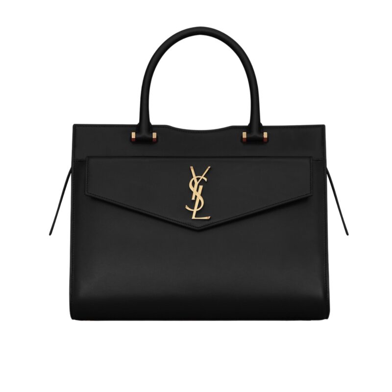 SAINT LAURENT UPTOWN MEDIUM LEATHER TOTE BAG BLACK 31CM 6365430SX0J1000