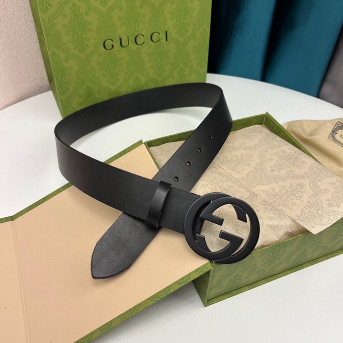 GUCCI SELLERIA LEATHER BELT BLACK 4CM 368186 BGH0V 1000 - Image 8