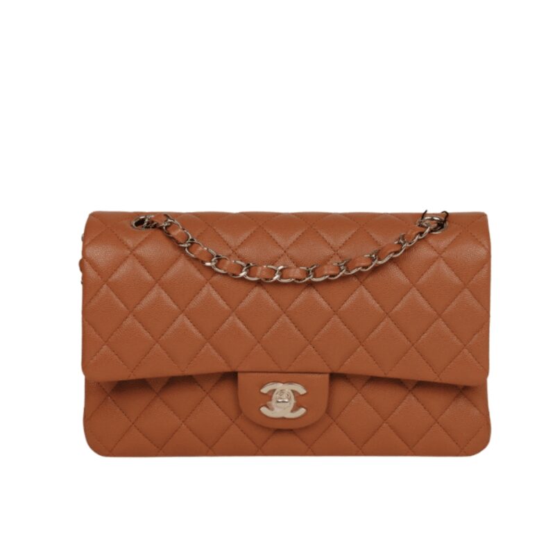 CHANEL CLASSIC MEDIUM FLAP BROWN AND GOLD 25CM