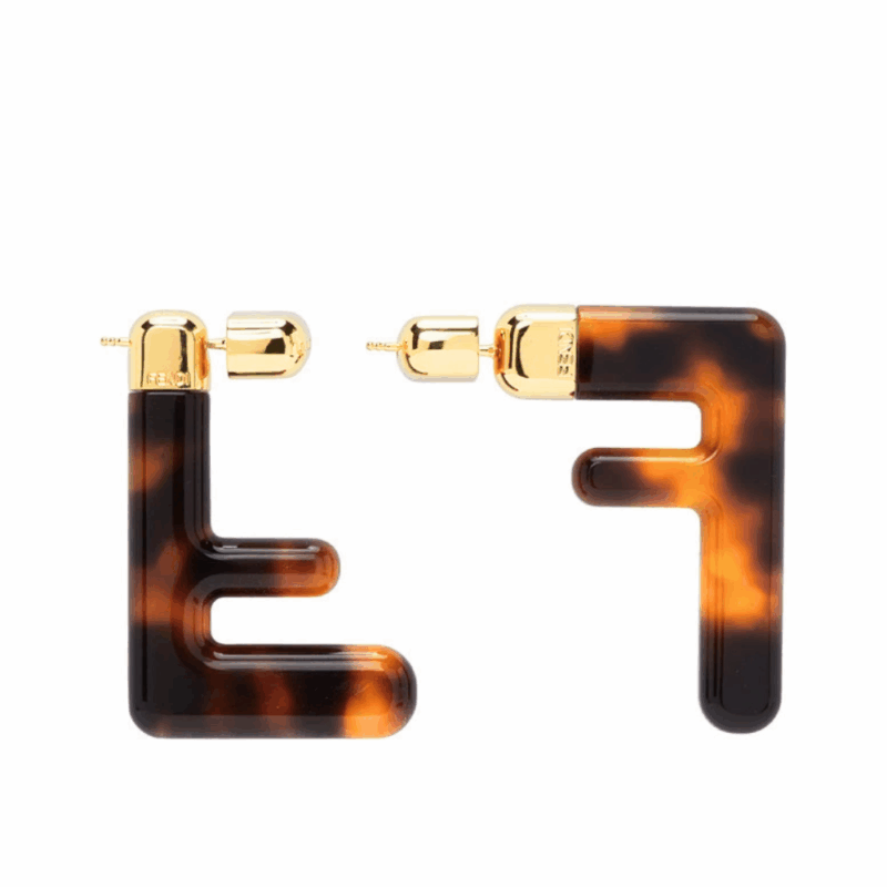 FENDI FF LOGO EARRINGS BROWN