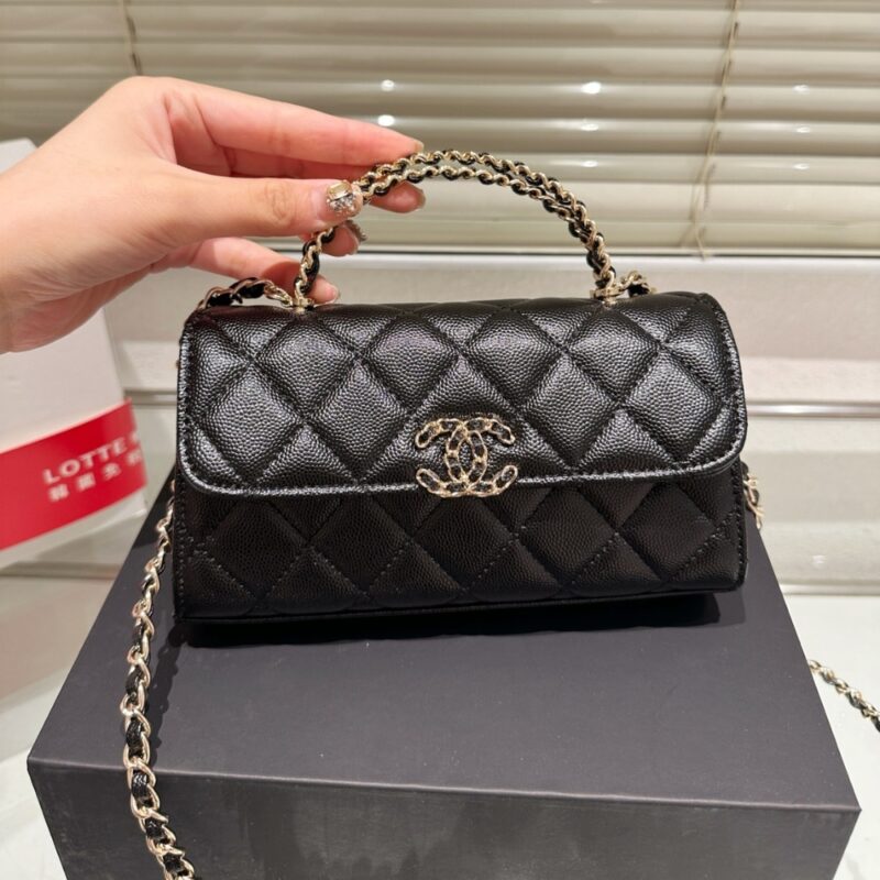 Alternative view of CHANEL 23P CLUTCH WITH CHAIN BAG WITH TOP HANDLE BLACK 18CM АР3238 B10307 94305