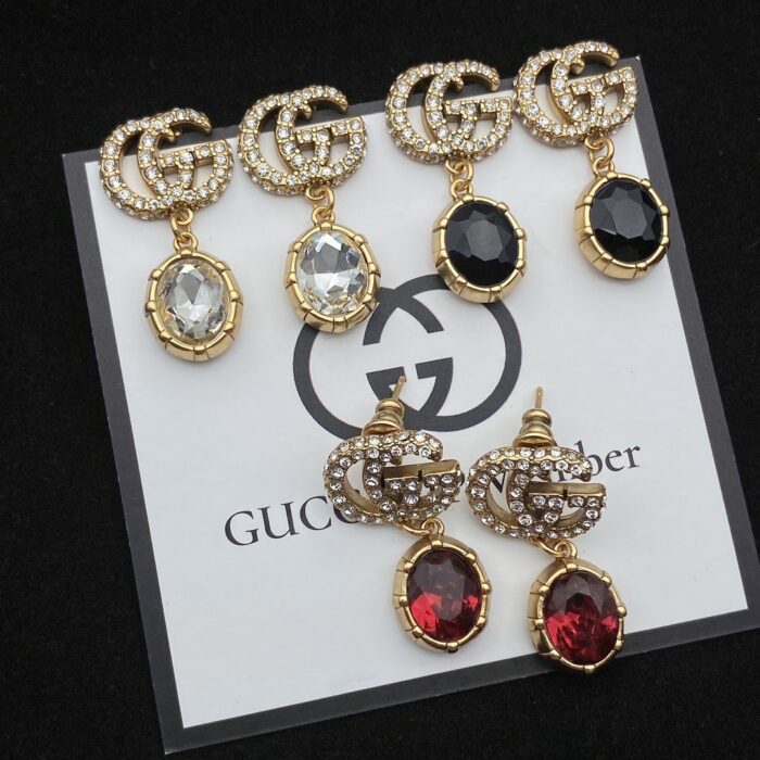 Alternative view of GUCCI GG CRYSTAL DROP EARRINGS