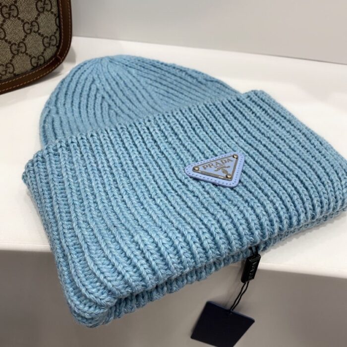 Alternative view of PRADA WOOL AND CASHMERE BEANIE SLIVER BLUE UMD489 3IM F0SVF S 211