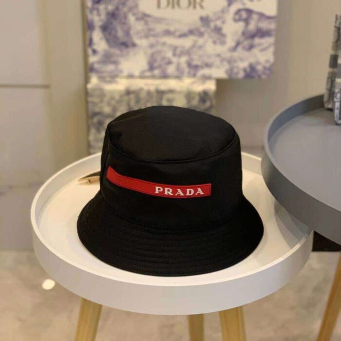 Alternative view of PRADA RE NYLON BUCKET HAT BLACK RED 2HC137 1L4K F0002