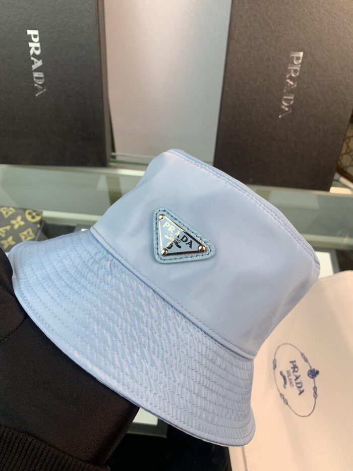 Alternative view of PRADA RENYLON BUCKET HAT LIGHT BLUE
